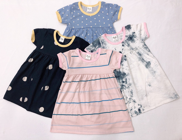 Combo 3 Đầm Thun Tay Ngắn Nhún Ngực Bé Gái Baby F0744