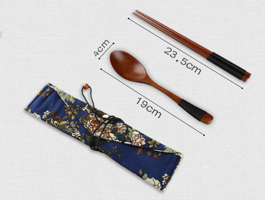 Bộ Muỗng Đũa Gỗ Cá Nhân Zhu Mu Ben Ji