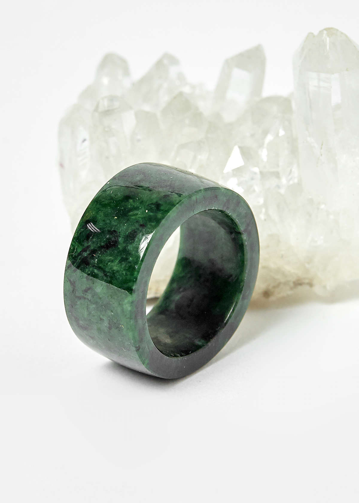 Nhẫn nữ cẩm thạch sơn thủy đường kính 18mm mệnh hỏa, mộc - Ngọc Quý Gemstones