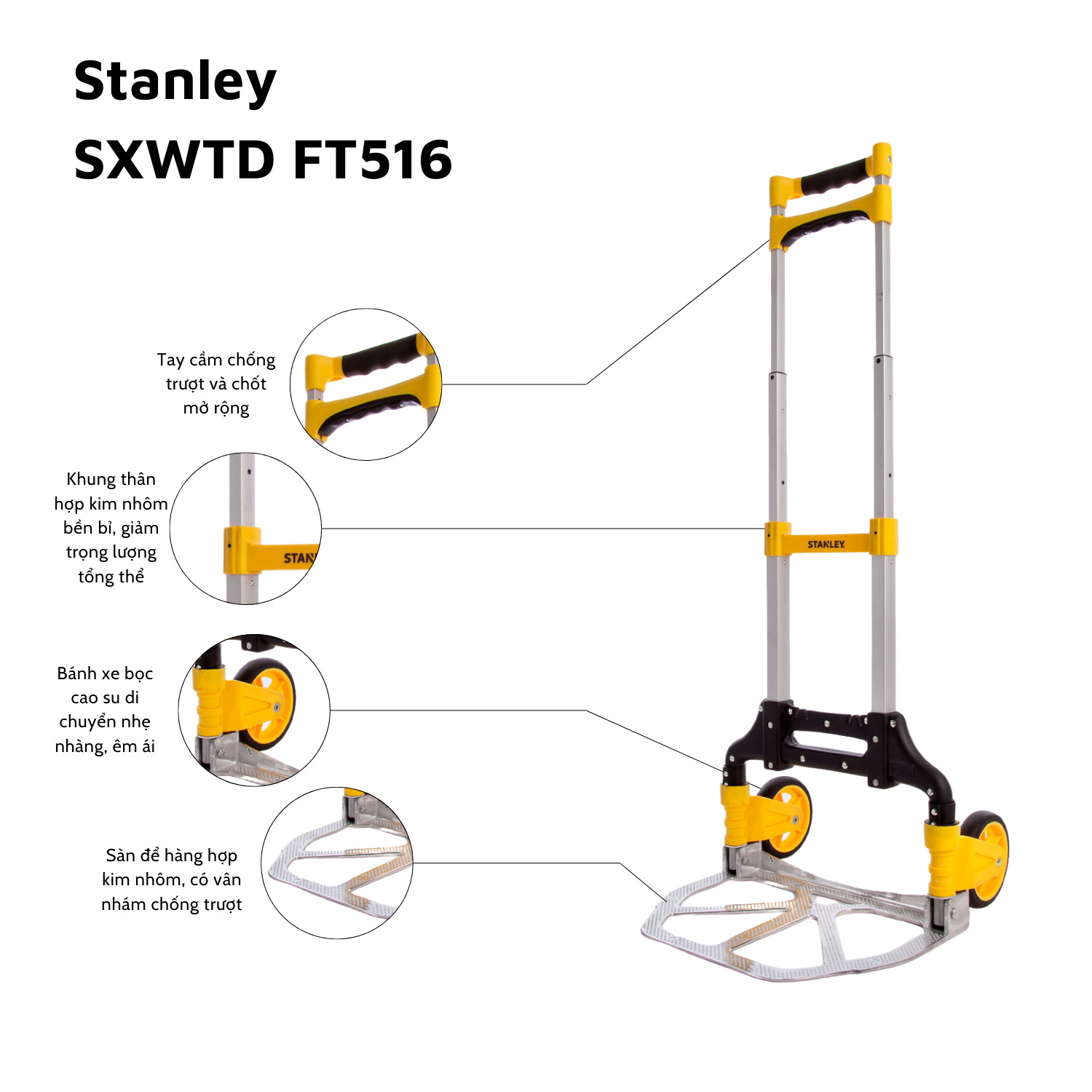 xe day hàng 2 bánh gấp gọn Stanley FT516