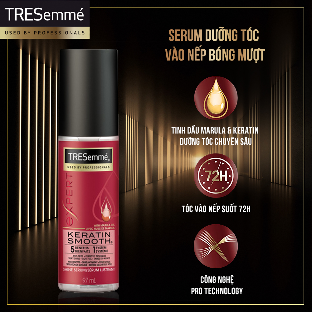 Serum Dưỡng Tóc TRESEMME Keratin Smooth Xịt Dưỡng tóc tạo kiểu Dầu Marula & Keratin Tóc Vào Nếp Bóng Mượt 97ml