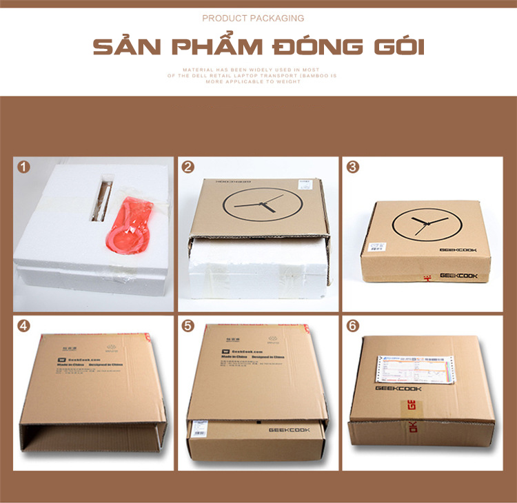 Đồng hồ treo tường gỗ cao cấp GeekCook - Dạng kim trôi, khung viền nguyên khối