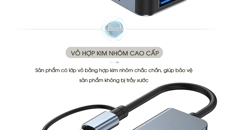 ổ chia usb, hub type c aswei 4in1