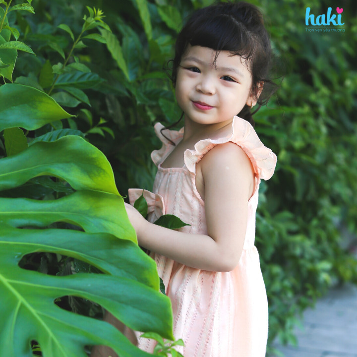 Đầm bé gái cổ vuông tay cánh tiên HAKI, váy bé gái, đầm mùa hè cho bé gái, váy hè, đầm thiết kế cho bé HK525 (10-27kg)