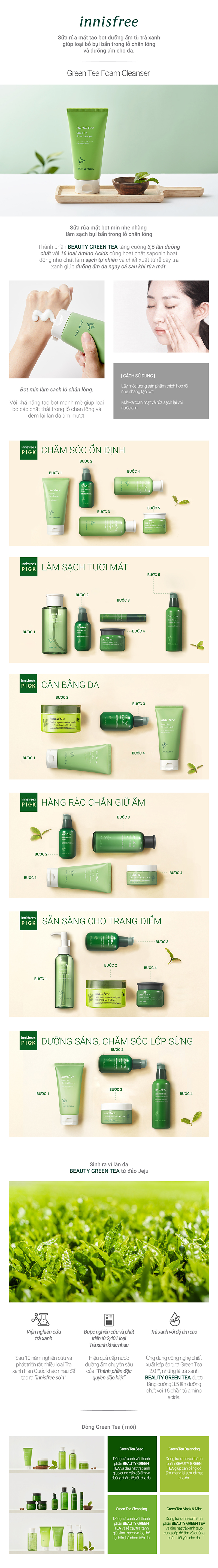 Sữa rửa mặt làm sạch từ trà xanh đảo Jeju Innisfree Green Tea Foam Cleanser 150ml - NEW