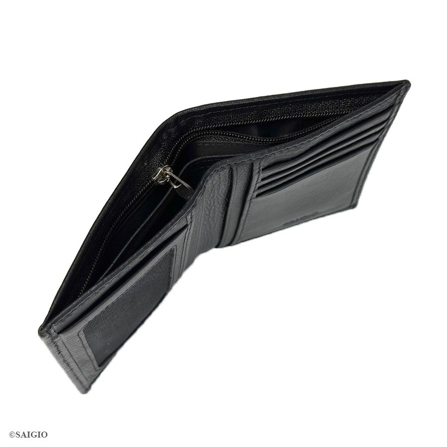 Ví Nam Da Bò NAPA Mềm Mại - Vân Tự Nhiên, Size Lớn, Thiết Kế Cổ Điển, Đơn Giản - Mỏng Nhẹ, Dáng Đứng - Gập 2, Ngăn Đựng Tiền Có Khóa Kéo, Nhiều Ngăn Để Giấy Tờ Tiện Dụng - Hàng Chính Hãng SAIGIO