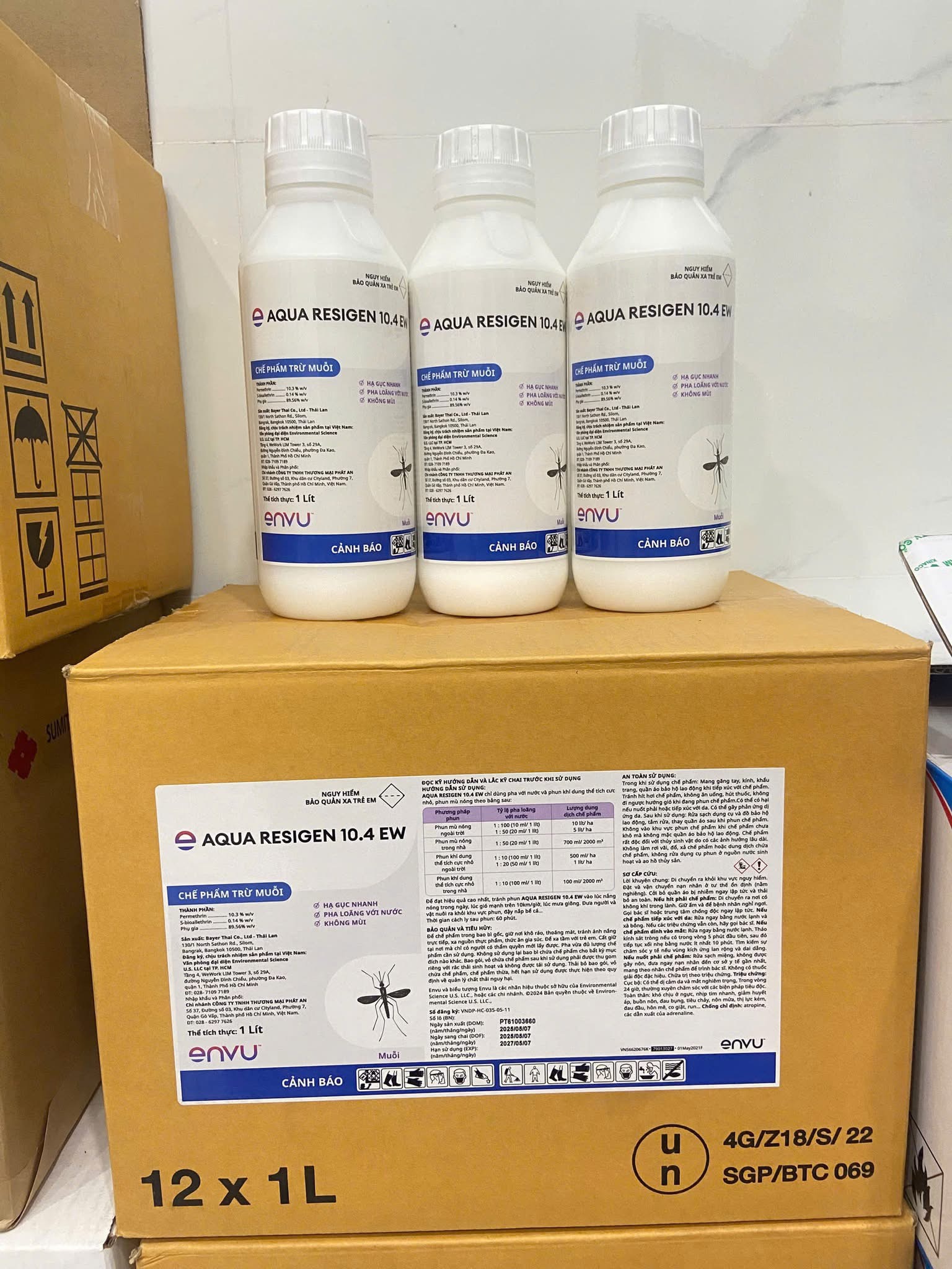 (Ko mùi) Hàng ENVU- Thuốc Aqua Resigen 10.4 EW diệt muỗi, kiến, gián, rệp, bọ xít.... Bộ Y tế cho phép lưu hành