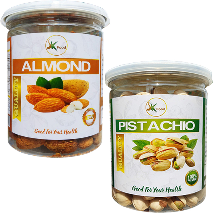 [COMBO 2 HŨ] HẠT DẺ CƯỜI VÀ HẠT HẠNH NHÂN NHẬP KHẨU THƯƠNG HIỆU SK FOOD - MỖI HŨ 250G