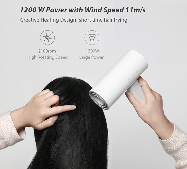 Xiaomi Reepro Mini Hair Dyer Travel Electric Hairdryer Quick Dry 1300W High Power Anion Portable Folding Hair Dryer - White