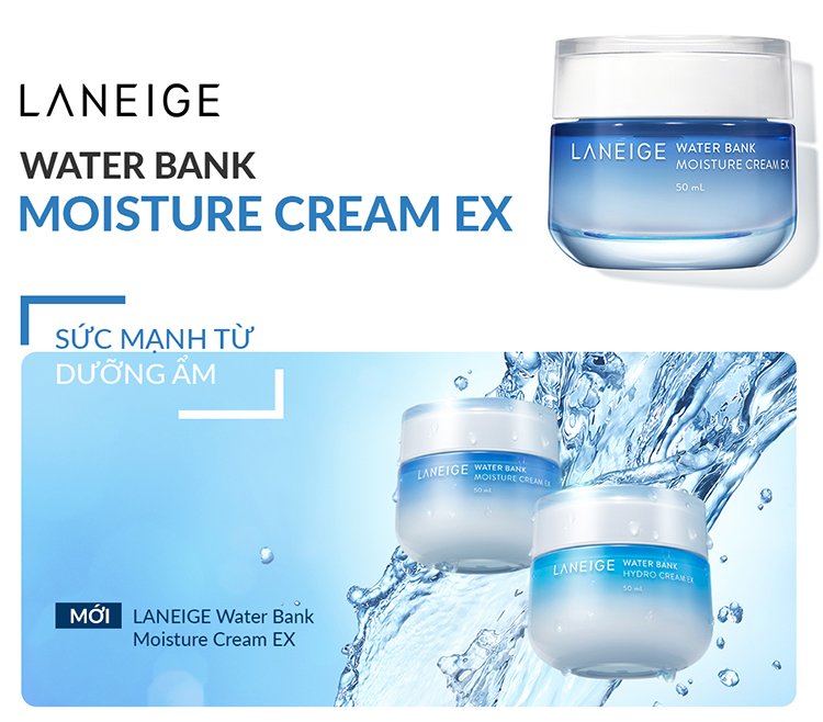 Kem dưỡng ẩm dành cho da thường và da khô Laneige Water Bank Moisture Cream Ex 50ml