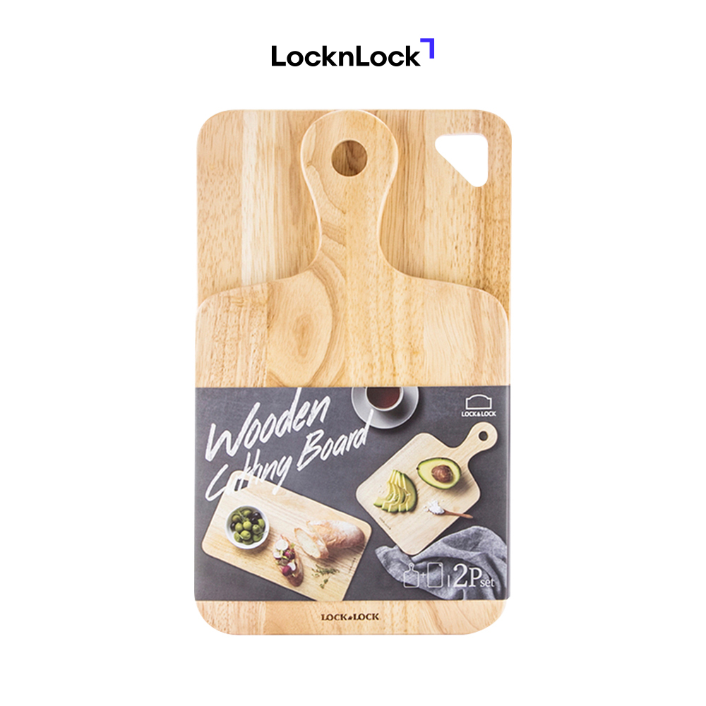 Bộ 2 Thớt Gỗ Cây Cao Su Lock&Lock LWC001S2