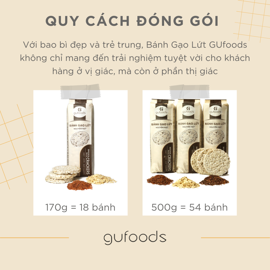 Bánh ăn kiêng, tập GYM gạo lứt GUfoods - có 3 lựa chọn yến mạch, huyết rồng, tím than (165g) 2