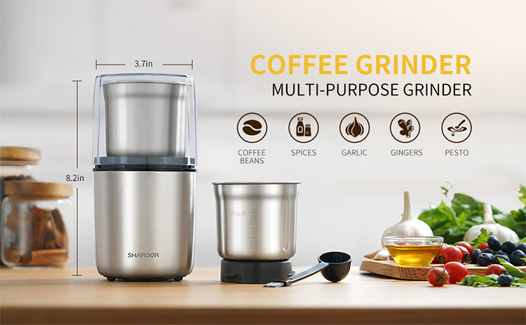 Máy xay hạt cà phê và gia vị đa năng cao cấp thương hiệu Shardor CG725S - Chất liệu: Thép không gỉ 304 - Công suất 200W - Hàng Nhập Khẩu