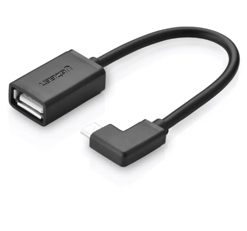 Cáp chuyển đổi Micro usb 2.0 sang usb OTG cao cấp bẻ góc 90 độ màu đen UGREEN USB10379Us119 Hàng chính hãng