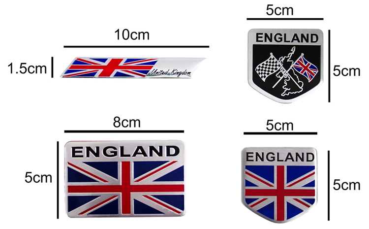 Set 4 Sticker Metal Cờ Anh