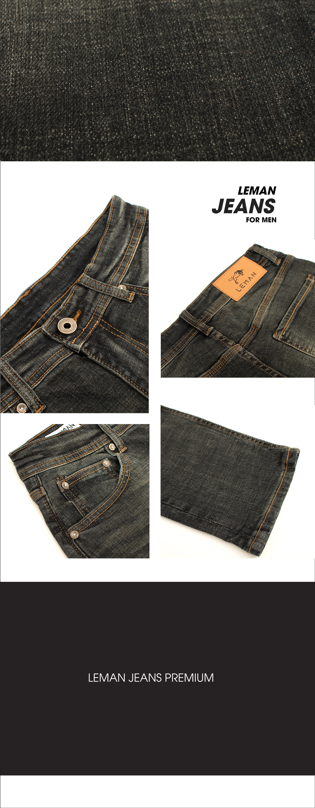 Quần Jean nam Leman xanh wash bụi JD11 - Slim Form