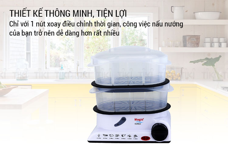 Nồi Hấp Đa Năng Magic Korea A-66 (7L) - Trắng - Hàng chính hãng