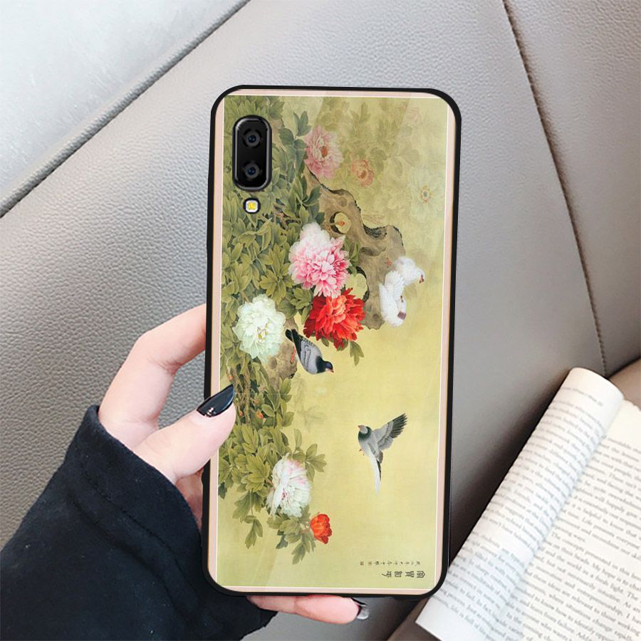 Ốp điện thoại kính cường lực cho máy Samsung Galaxy A50 - mẫu đơn MS MAUDON019