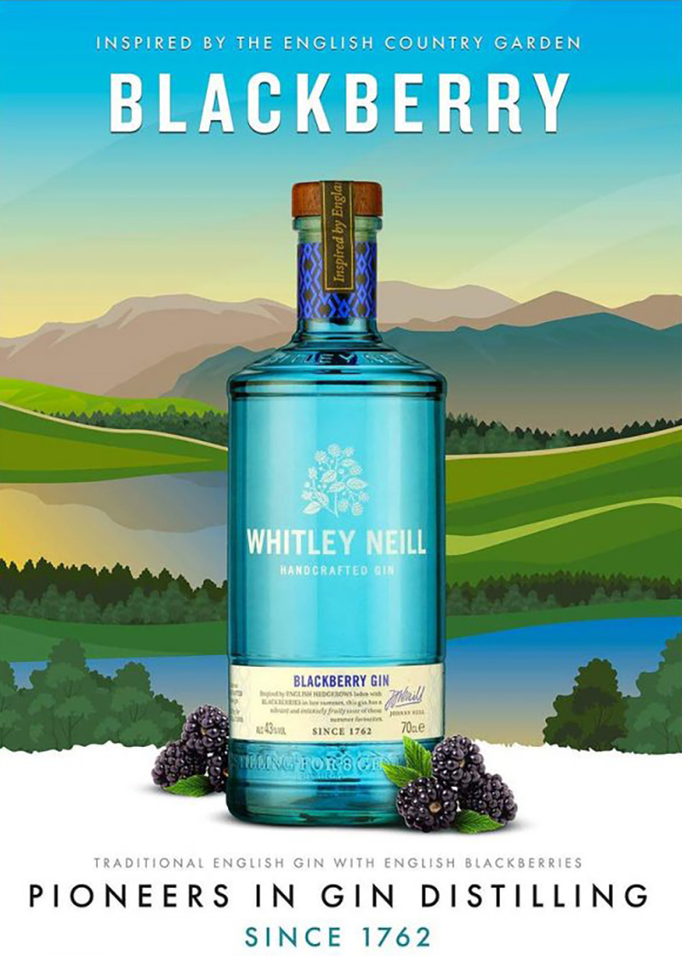 Rượu Whitley Neill Handcrafted Blackberry Gin 43% (700ml) - Không hộp