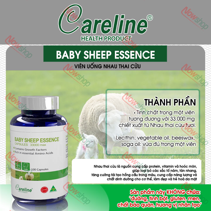 viên uống nhau thai cừu careline baby sheep essence 33000mg giúp đẹp da và tăng cường nội tiết tố nữ 2