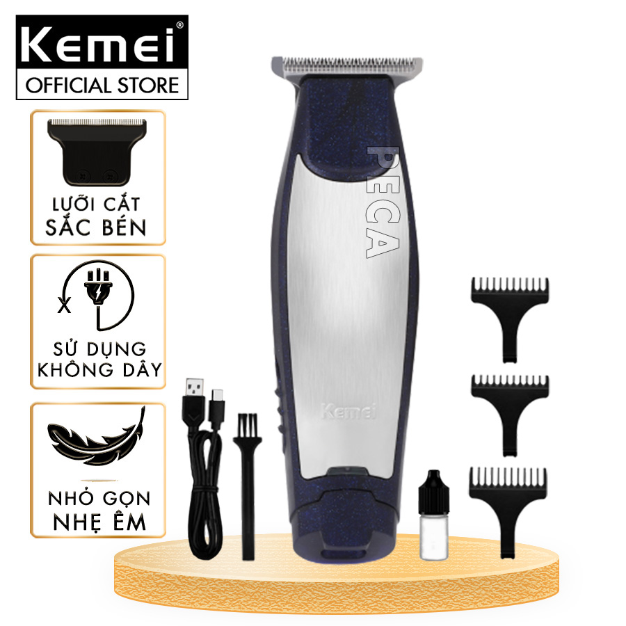 Tông đơ chấn viền cắt tóc, cạo trọc, cạo râu fade tóc, khắc tóc đi viền nét Kemei KM-5021 chuyên dụng cho salon, tiệm tóc, cá nhân đi kèm với máy có bộ cữ lược căn độ dài chuyên dụng Tặng kèm bộ 2 kẹp cá sấu chia tóc ( màu ngẫu nhiên )