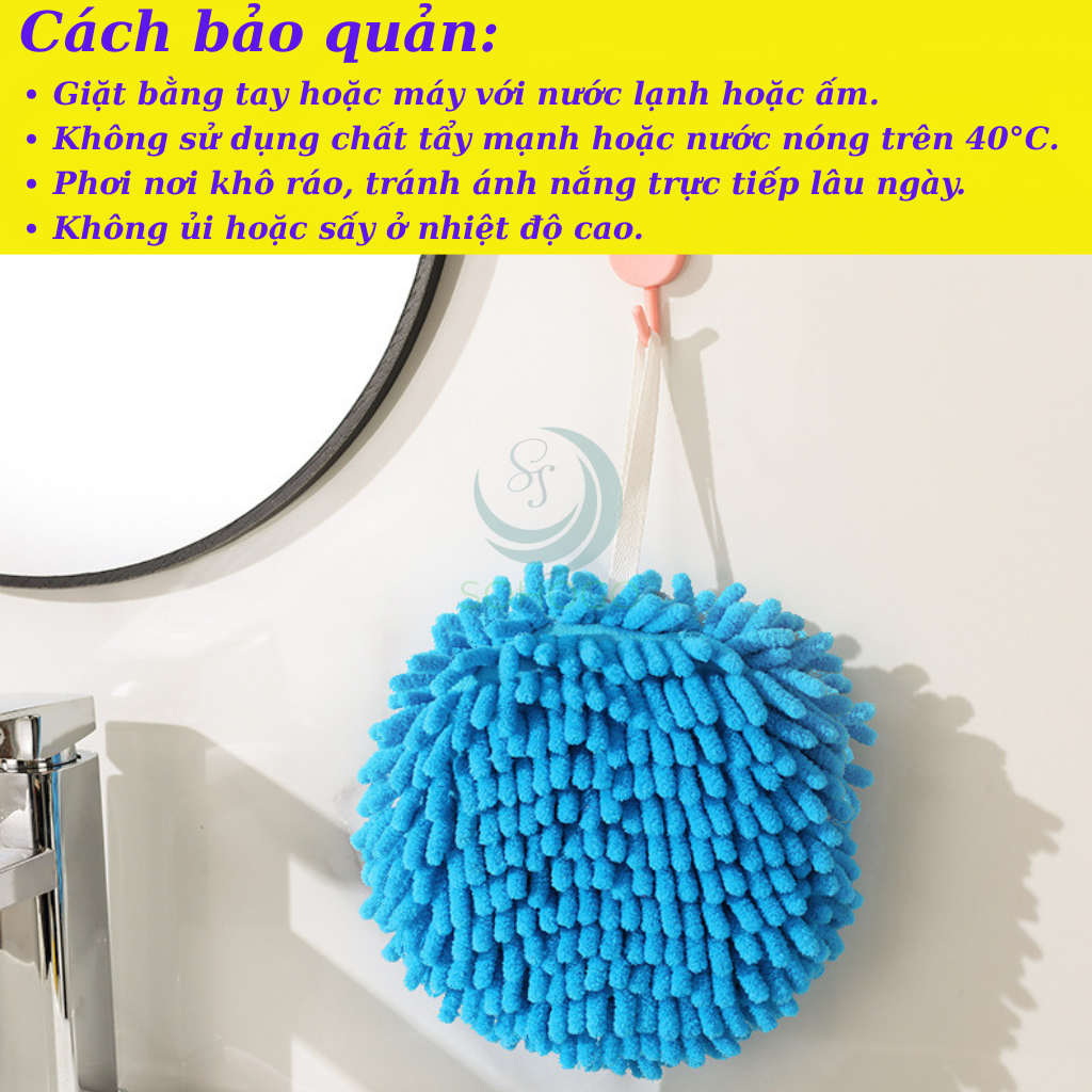 Khăn Lau Tay Treo Tường Microfiber  -	Khăn Lau Tay Siêu Mềm Dạng Tròn Treo Nhà Bếp/Nhà Tắm -	Khăn Treo Tường Dạng Tua Mềm Mại -	Khăn Lau Tay Thấm Hút Hình Quả Cầu Khăn Lau Tay Decor Gắn Tường Microfiber