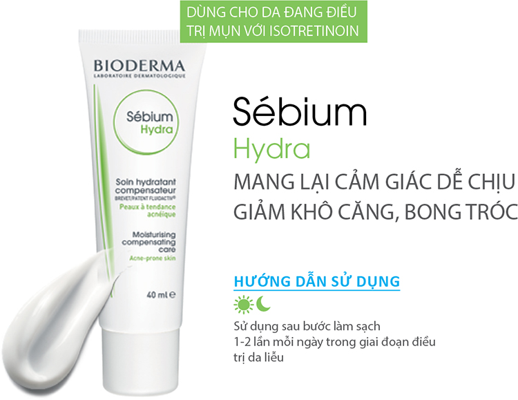 Kem Dưỡng Ẩm Cho Da Điều Trị Mụn Nặng Bioderma Sebium Hydra - 40ml