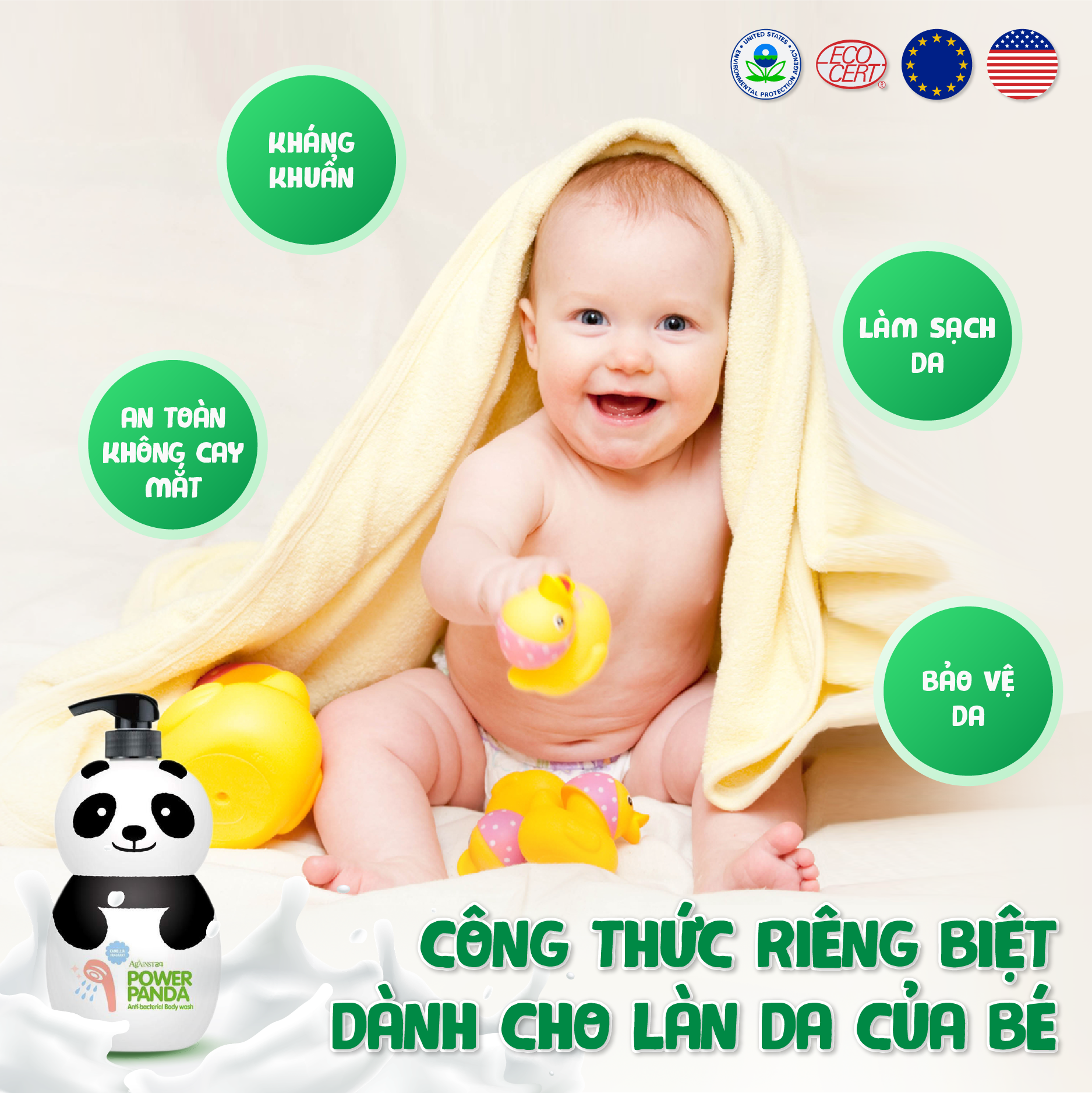 Sữa tắm DƯỠNG ẨM gia đình Power Panda 1000ml KHÁNG KHUẨN (DÙNG ĐƯỢC CHO TRẺ SƠ SINH) 2