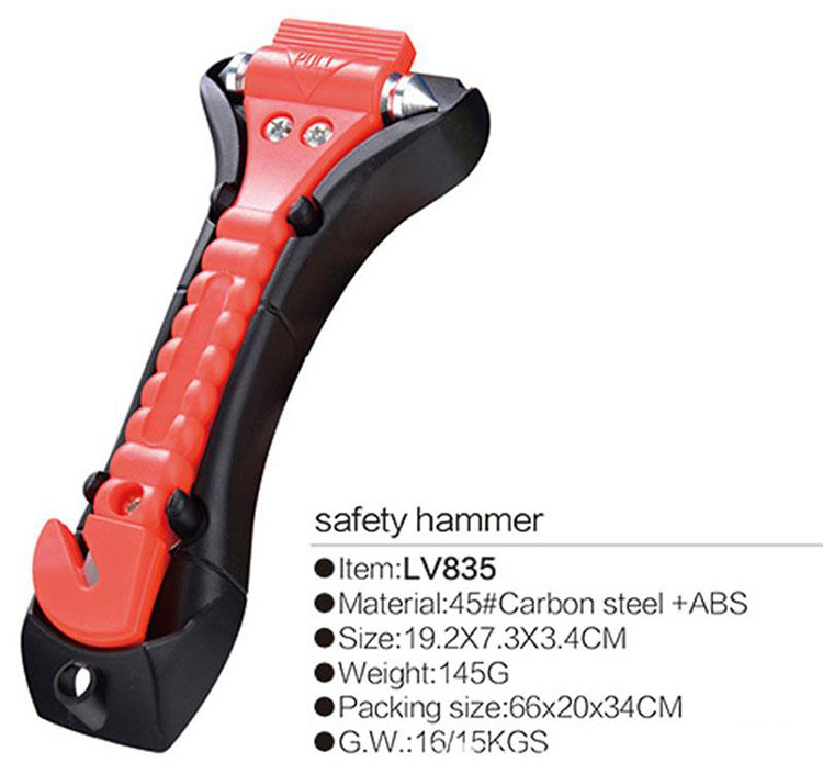 2 piece car safety hammer, window breaker and seat belt cutter 2-in-1 emergency escape tool hammer Type: 2 pieces
