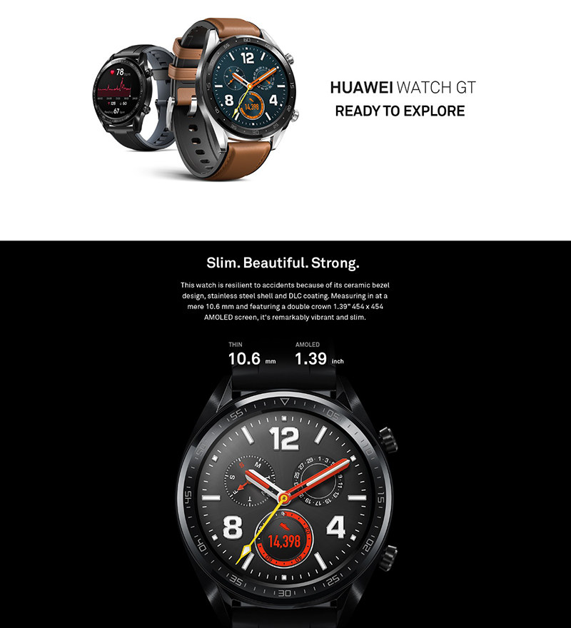 HUAWEI WATCH GT sports black outdoor sports watch real-time heart rate HD color screen + sleep / pressure monitoring + smart remin