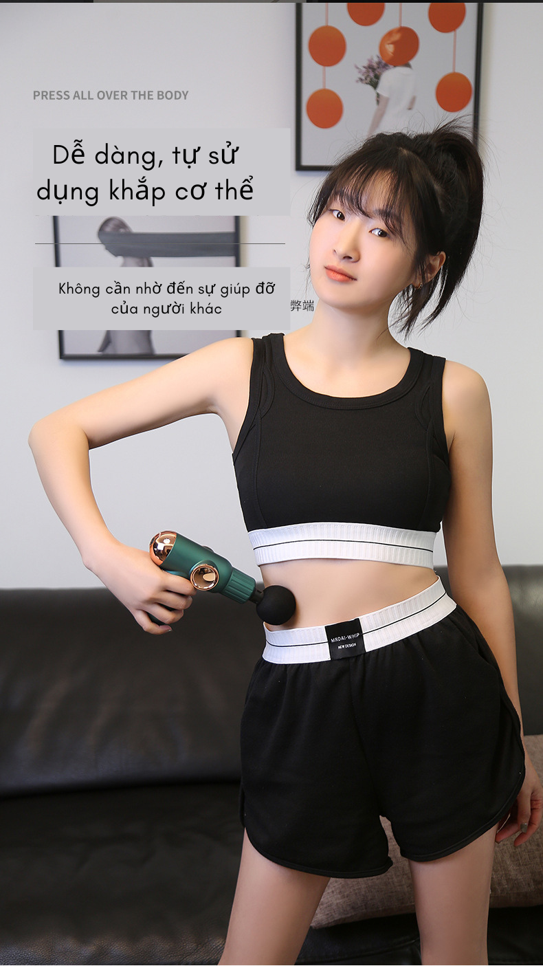 [XẢ LỖ] Máy massage thông minh cầm tay cao cấp 4 đầu, quy định tốc độ rung 6 giai đoạn, hỗ trợ massage chuyên sâu, giảm đau cơ, cứng khớp - Hàng chính hãng