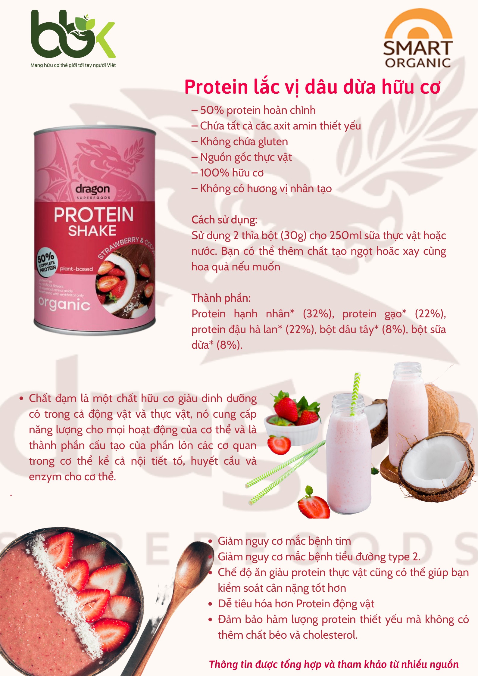 bột protein shake hữu cơ dragon superfoods 450g 2