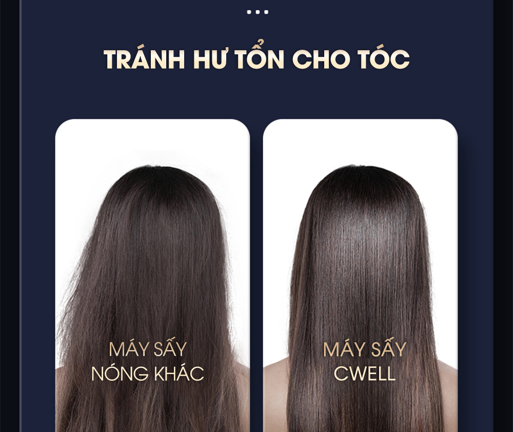 Máy sấy tóc CWELL công suất lớn 1800W-2500W C03HD, 6 chế độ tùy chỉnh nóng/lạnh, thiết kế chuẩn Salon