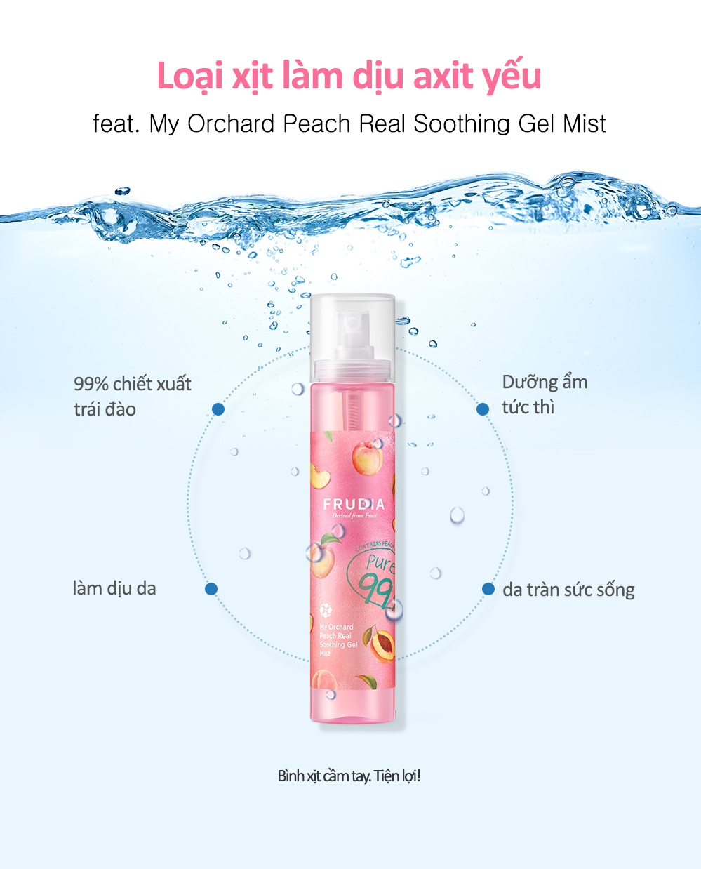 Nước Xịt Khoáng Frudia My Orchard Peach Real Soothing Gel Mist Đào Nguyên Chất (125ml)
