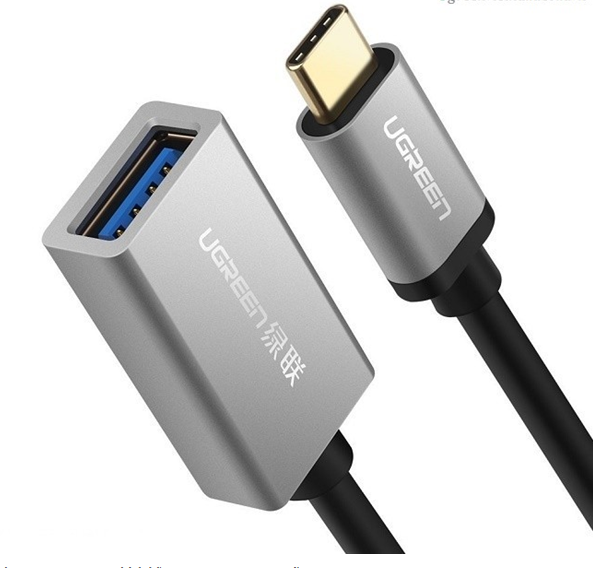 Cáp USB TypeC 3.0 OTG vỏ nhôm 15CM màu Đen Ugreen UC30646US154 Hàng chính hãng