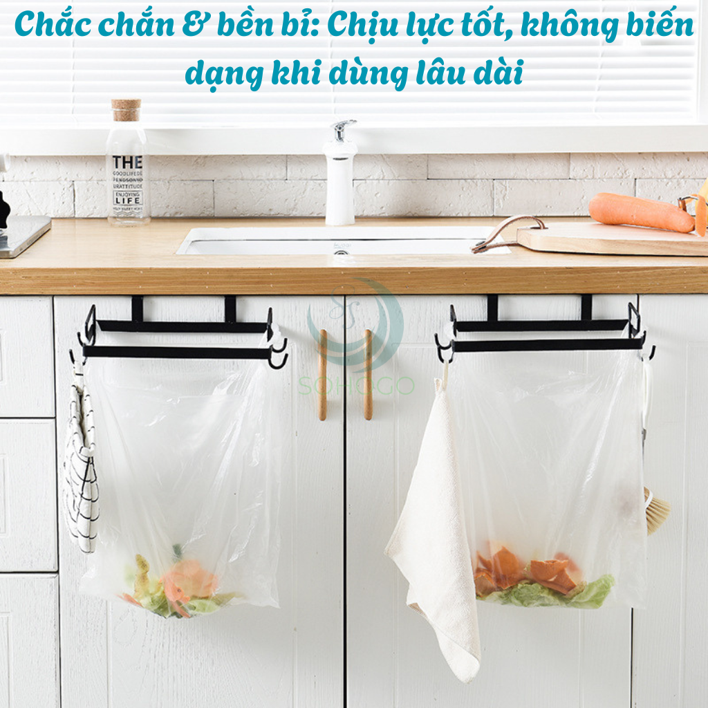Giá Treo Túi Rác Đa Năng Gắn Cửa Tủ Bếp -Móc Treo Túi Rác Tiện Lợi Cho Nhà Bếp -Giá Đỡ Túi Rác Gọn Gàng Treo Cửa Tủ