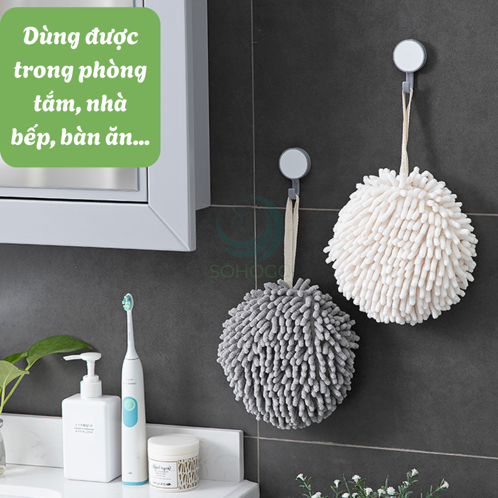 Khăn Lau Tay Treo Tường Microfiber  -	Khăn Lau Tay Siêu Mềm Dạng Tròn Treo Nhà Bếp/Nhà Tắm -	Khăn Treo Tường Dạng Tua Mềm Mại -	Khăn Lau Tay Thấm Hút Hình Quả Cầu Khăn Lau Tay Decor Gắn Tường Microfiber
