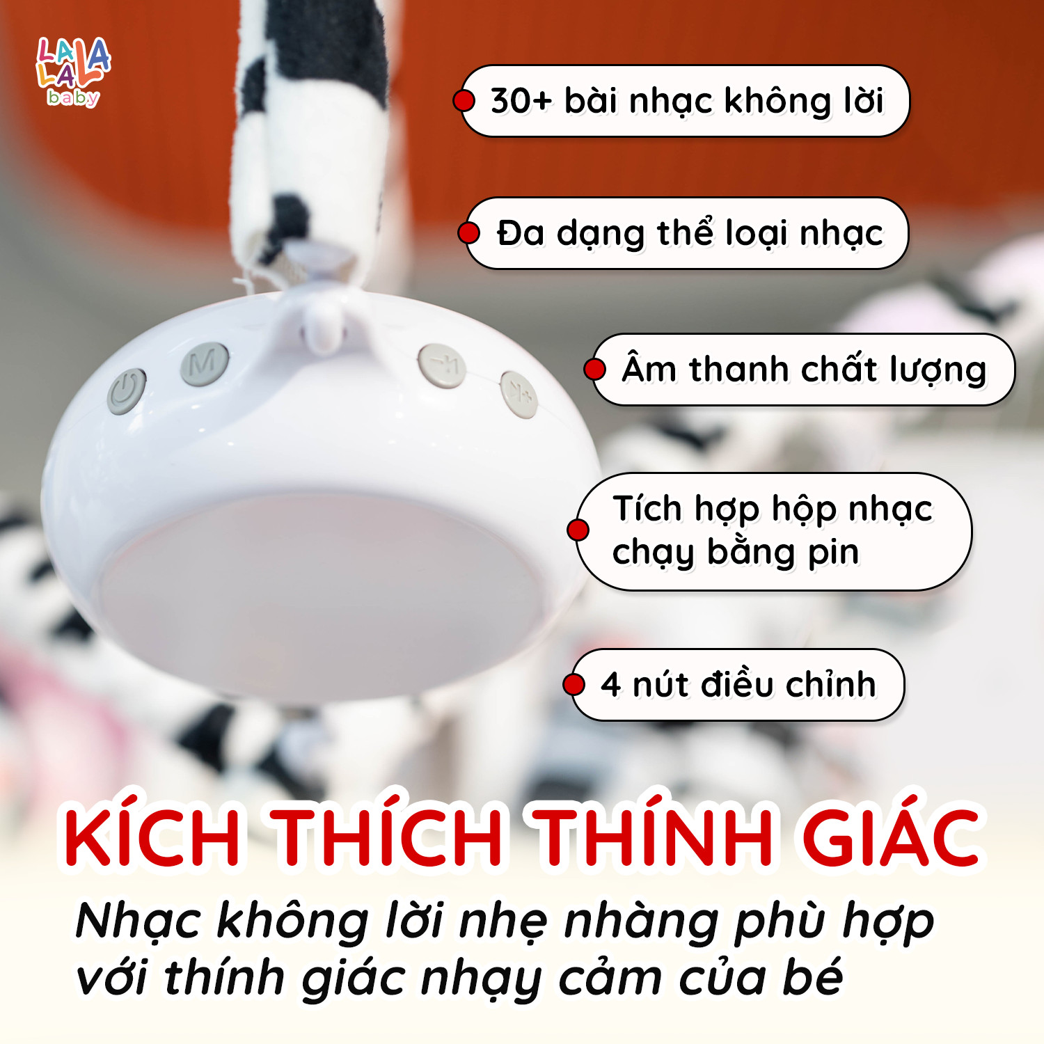 Đồ Chơi Treo Nôi Cũi Tự Động Quay kèm Phát Nhạc 36 Bài Hát Cho Bé Sơ Sinh - Baby Crib Mobile - Lalala baby