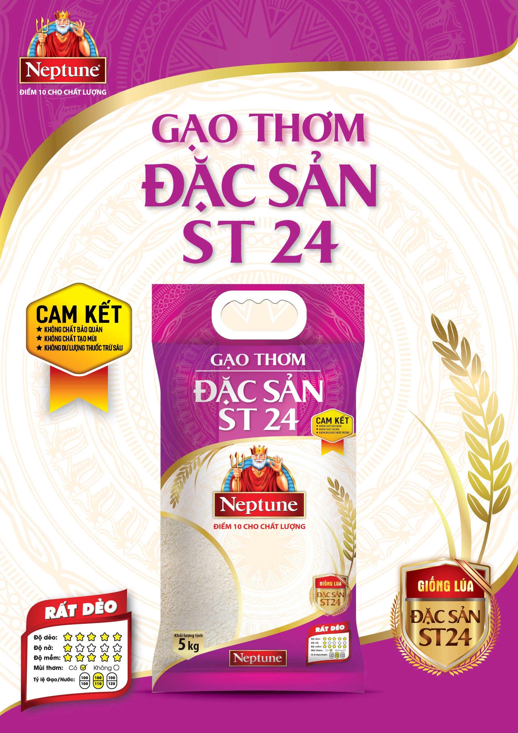 Gạo Thơm Đặc Sản Neptune ST24 Túi 5kg