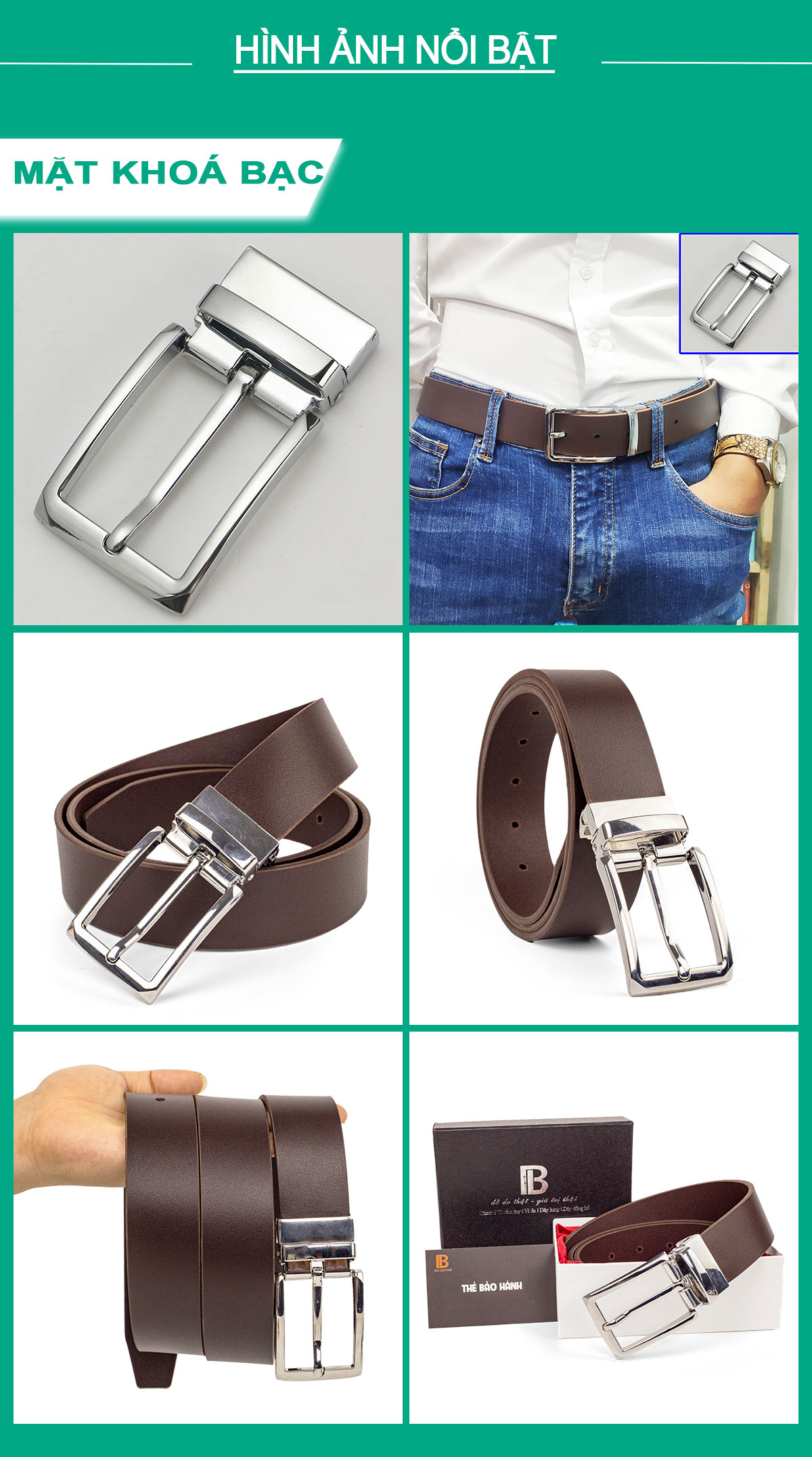 Thắt lưng da bò nguyên tấm L113 cao cấp nhiều mặt Bụi Leather - Bảo hành 12 tháng