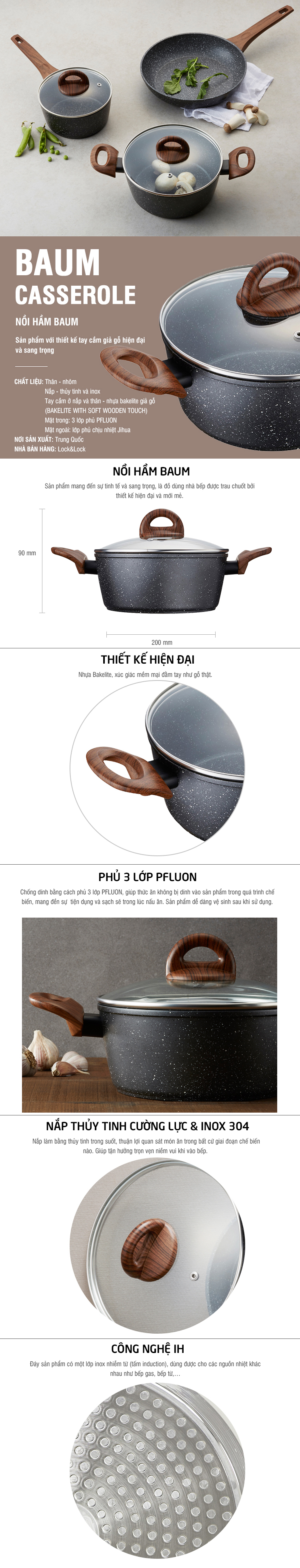 Bộ 1 Chảo Lock&Lock LBU1202 (24cm) + 1 Nồi Lock&Lock LBU1243 (20cm)