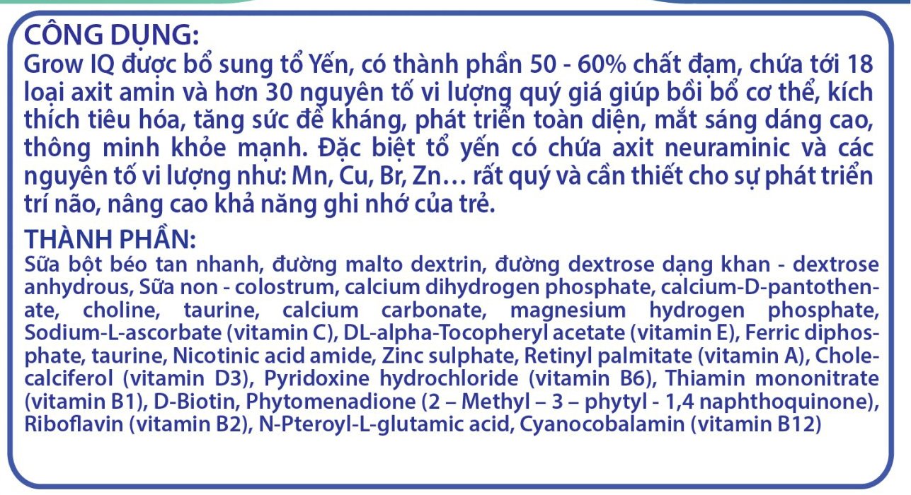 sữa bột iq grow_stasure phát triển chiều cao và trí não cho bé (900g)_nutriplus iqg234 1