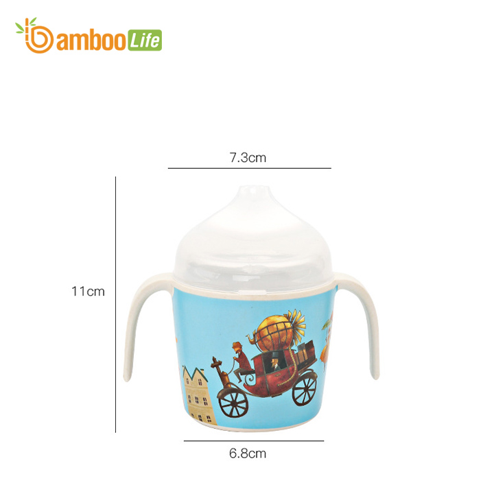 Bình tập uống nước cho bé từ sợi tre thiên nhiên Bamboo Life BL092 hàng chính hãng Cốc tập uống nước cho bé, chống sặc có 2 tay cầm 14