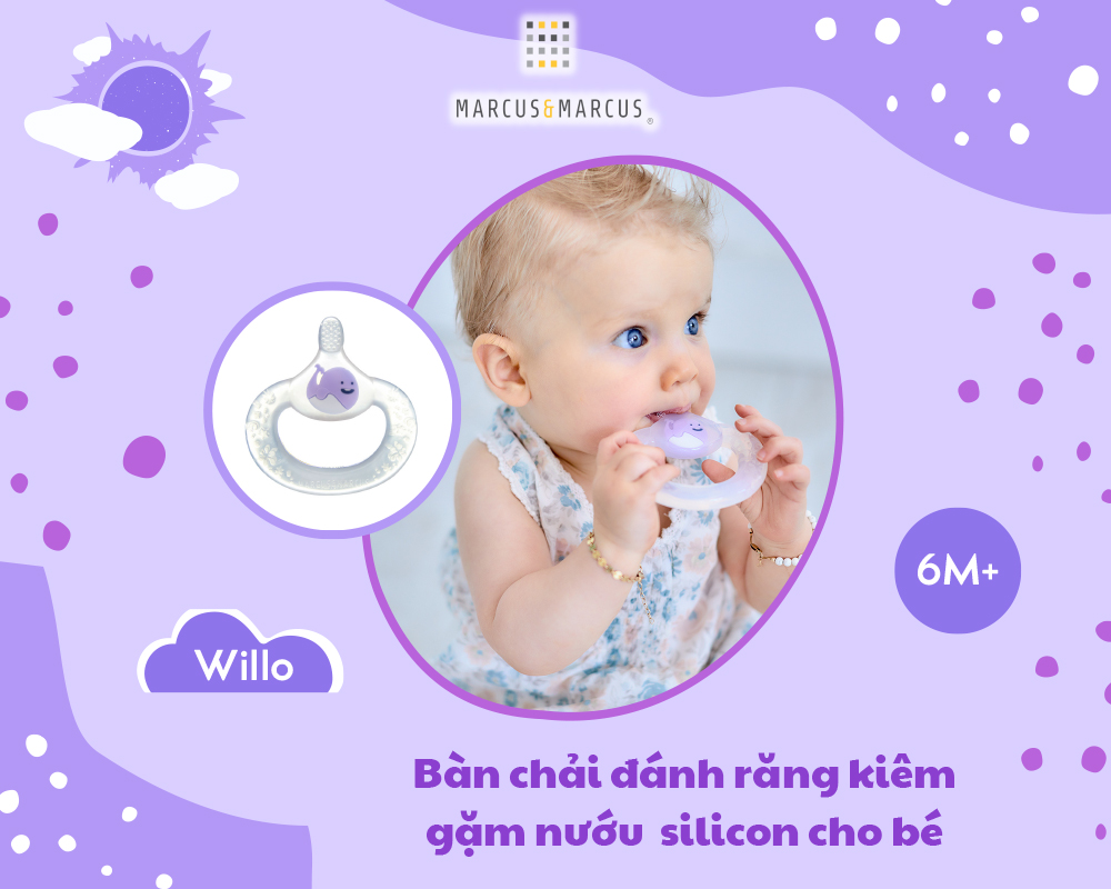 bàn chải đánh răng kiêm gặm nướu silicon cho bé marcus & marcus 1