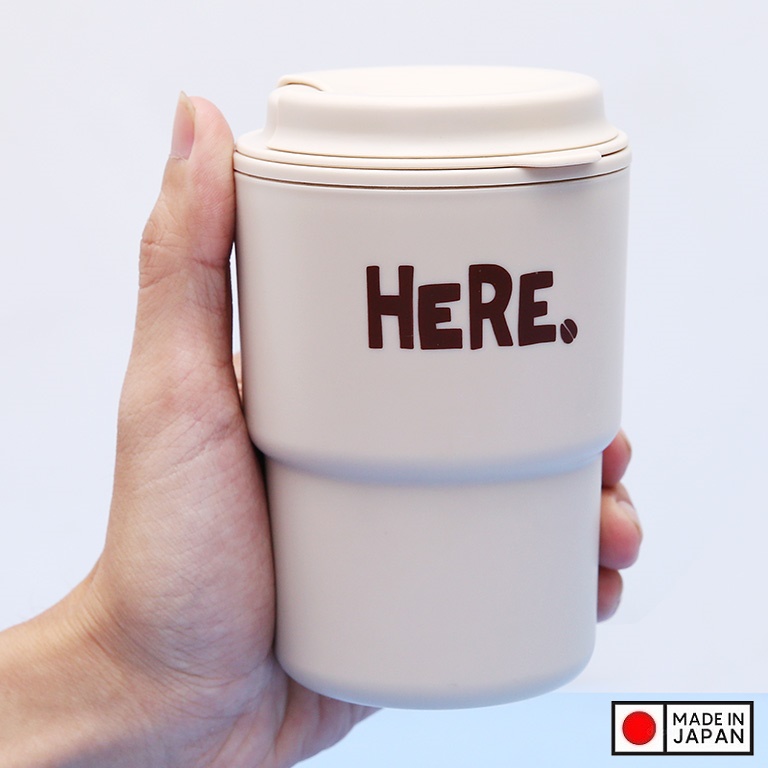Cốc giữ nhiệt Here Inomata 320m có nắp xoay để đậy kín giữ nhiệt & đảm bảo an toàn vệ sinh - Hàng nội địa Nhật Bản |#Made in Japan|