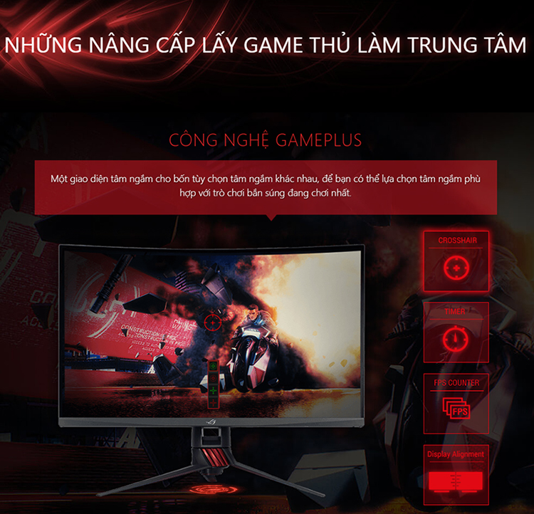 Màn Hình Cong Gaming Asus ROG STRIX XG32VQR 32 inch WQHD (2560x1440) 4ms 144Hz FreeSync VA - Hàng Chính Hãng