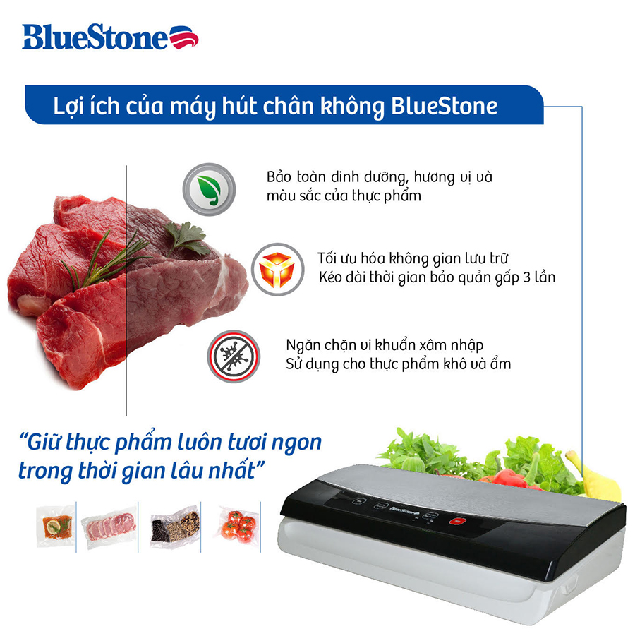 Máy Hút Chân Không Và Hàn Miệng Túi Đa Chức Năng BlueStone VSB-2735 - Hàng chính hãng 