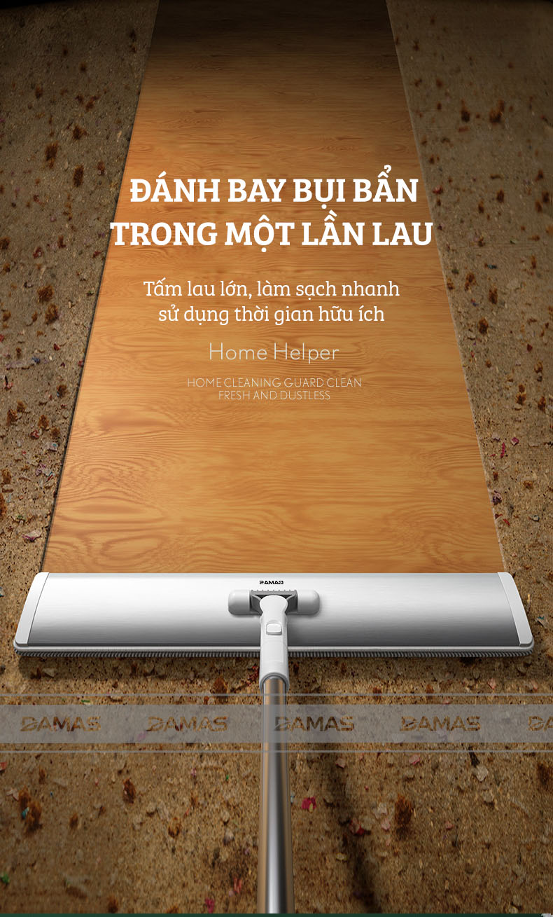 Cây Lau Nhà Thông Minh Hợp Kim Cao Cấp, Chổi Lau Nhà 360 Độ Lau Sạch Vắt Khô DAMAS CT2 - Bản Lau To Giúp Lau Sạch Nhanh Chóng, Khớp Xoay 180 Độ Linh Hoạt - Tự Động Gấp Gọn Tiện Lợi, Tích Hợp Thanh Lược Chải Làm Sạch Bông Lau Dễ Dàng Mà Không Cần Động Tay