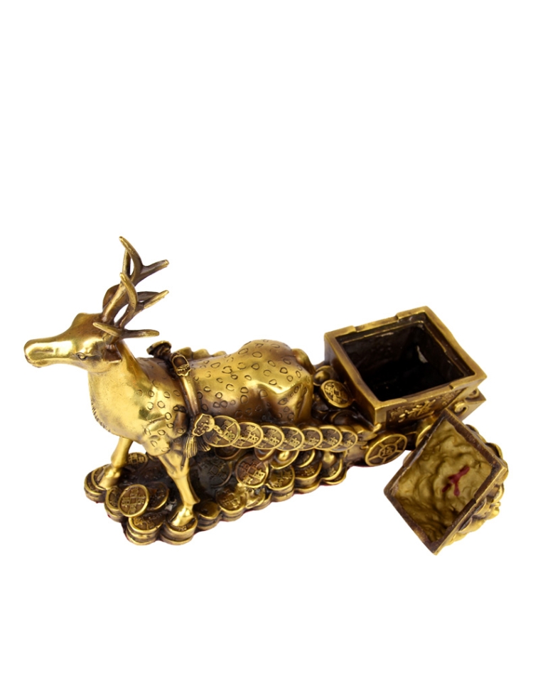 Mua Tượng linh vật tuần lộc kéo xe tiền vàng bằng đồng thau phong thủy tại Hồng Thắng | Tiki