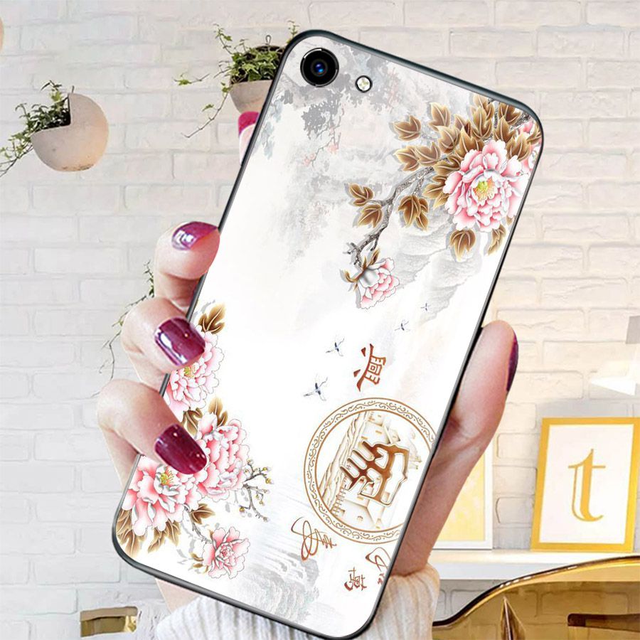 Ốp điện thoại kính cường lực cho máy Oppo A83/A1 - mẫu đơn MS MAUDON033